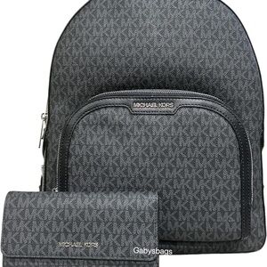 Michael Kora Black Backpack & Wallet Set